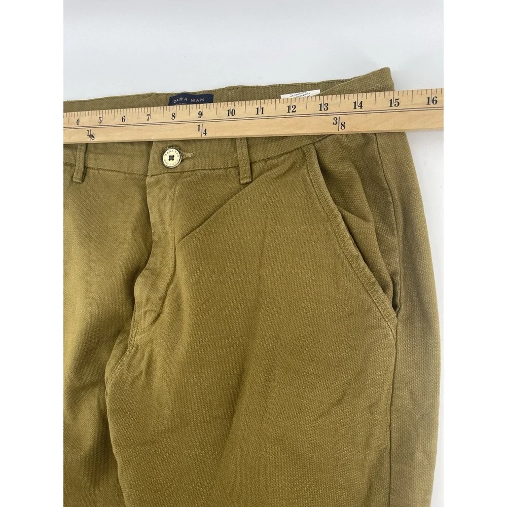 Zara Man Pants Size 32 Slim Fit Green Stretch Casual Chinos‎ Men